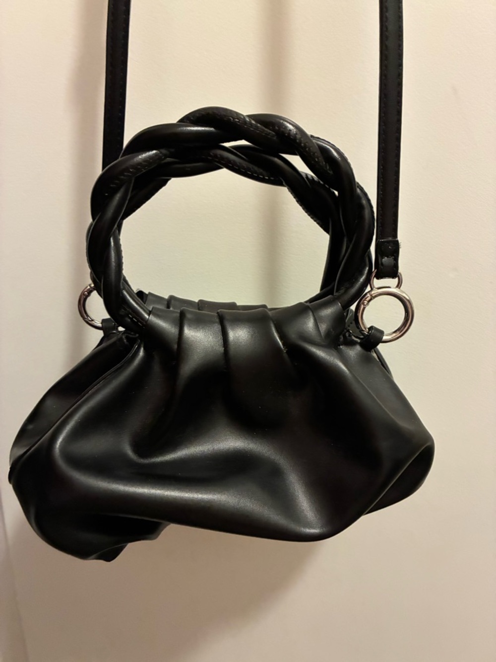 House of Want Black Braided Handle Crossbody Bag